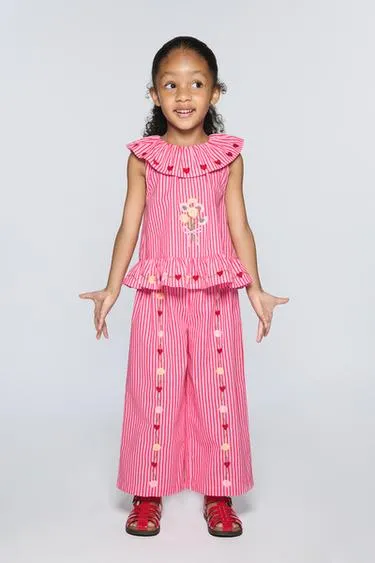 Брюки в полоску с вышивкой Sissel Edelbo X Zara Kids- Заказать в России