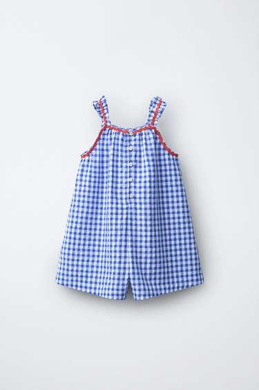 Gingham check playsuit with ruched trim casa lawa x zara kids- Заказать в России