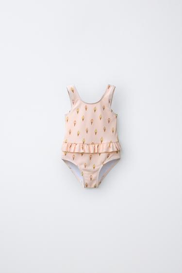 Zara 1-6 лет/купальник с принтом «мороженое»