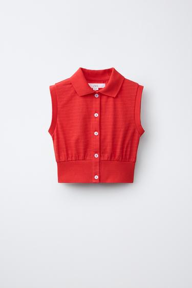 Укороченное поло в полоску