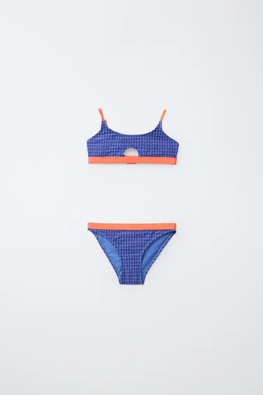 6-14 лет/комплект бикини в клетку виши с контрастной отделкой- Заказать в России