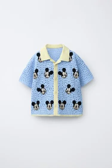 Рубашка-поло из вязаного крючком полотна с принтом Mickey Mouse © Disney- Заказать в России
