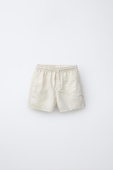 Zara Бермуды из хлопка и льна