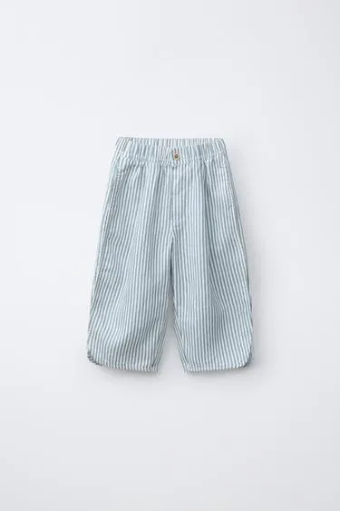 Брюки из 100% льна в полоску- Заказать в России