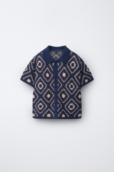 Zara Рубашка кроше в ромб
