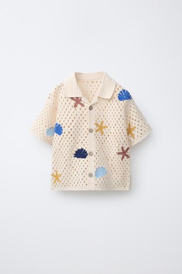 Zara Рубашка из кружева кроше с морскими мотивами