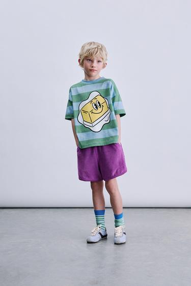 Футболка в полоску с принтом масла- Заказать в России