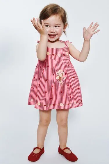 Платье и трусы в полоску с вышивкой — Sissel Edelbo X Zara Kids- Заказать в России