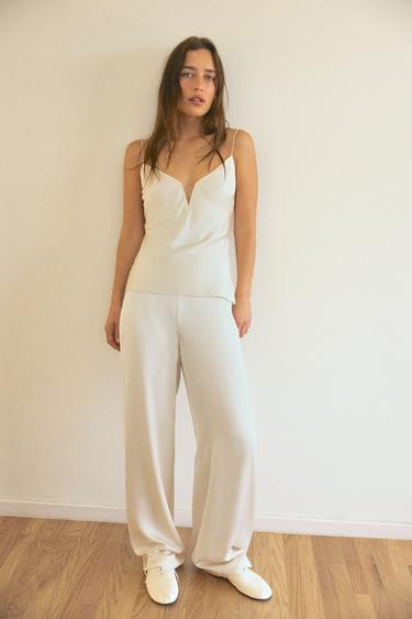 Zara Атласный топ в бельевом стиле