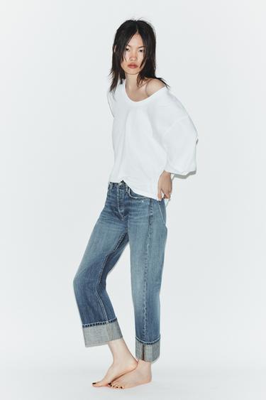 Zara Джинсы TRF прямого кроя с отворотами и средней посадкой
