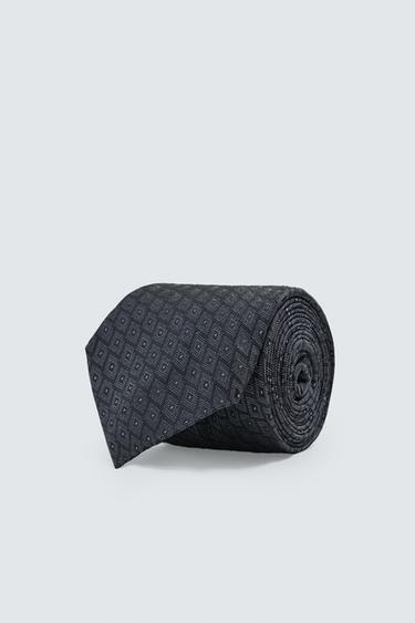 Zara Галстук жаккард геометрия 100% шелк купить с доставкой.