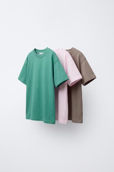 Zara Набор из трех однотонных футболок купить с доставкой.
