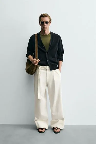 Брюки Relaxed Fit с ремнем- Заказать в России