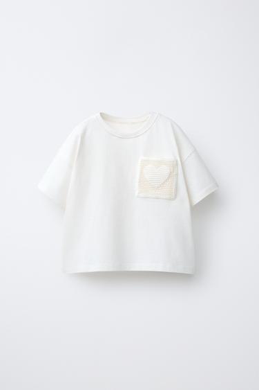 Zara Футболка с карманом из кружева кроше купить с доставкой.