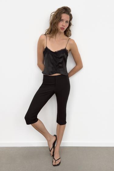Zara Атласный кроп-топ с кружевом
