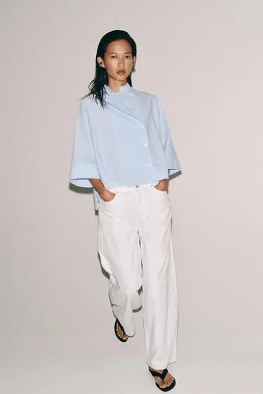 Рубашка в полоску асимметричного кроя — Zw Collection