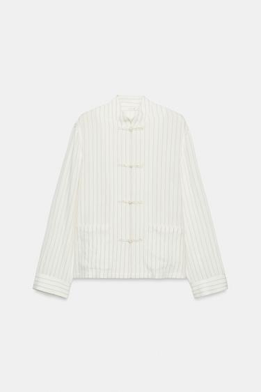 Zara Рубашка в полоску с навесными петлями коллекция ZARA «ZW»