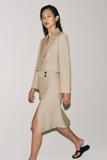 Zara Укороченный блейзер в полоску — коллекция ZARA «ZW»