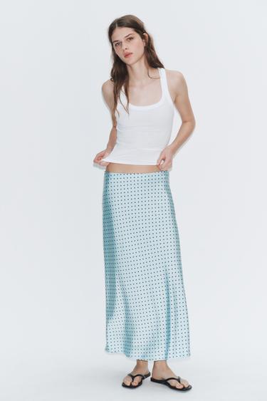 Zara Атласная юбка миди в горошек купить с доставкой.