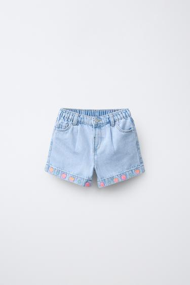 Zara Джинсовые шорты с вышивкой