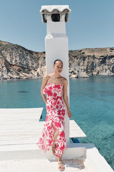 Zara Платье миди в бельевом стиле с принтом купить с доставкой.