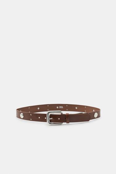Zara Кожаный ремень с заклепками купить с доставкой.