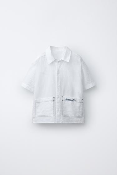 Zara Рубашка добби с вышивкой