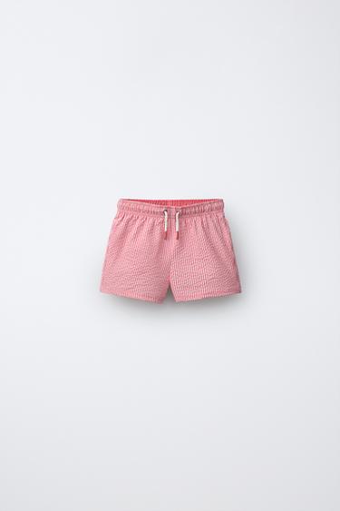 Zara 1-6 лет/плавки-бермуды из жатой ткани в полоску