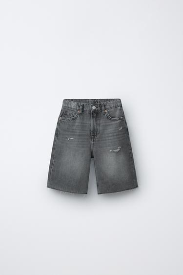Zara Джинсовые шорты свободного кроя с разрезами