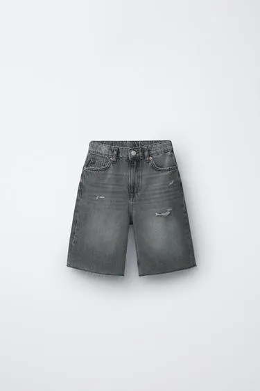 Джинсовые шорты Wide Fit с разрезами- Заказать в России