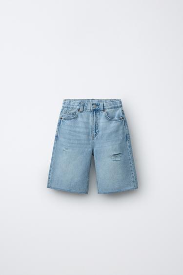 Zara Джинсовые шорты свободного кроя с разрезами