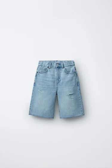 Джинсовые шорты Wide Fit с разрезами- Заказать в России