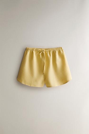 Zara Льняные шорты купить с доставкой.