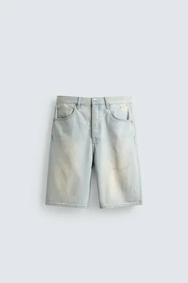 Джинсовые шорты Straight Fit с винтажным эффектом- Заказать в России