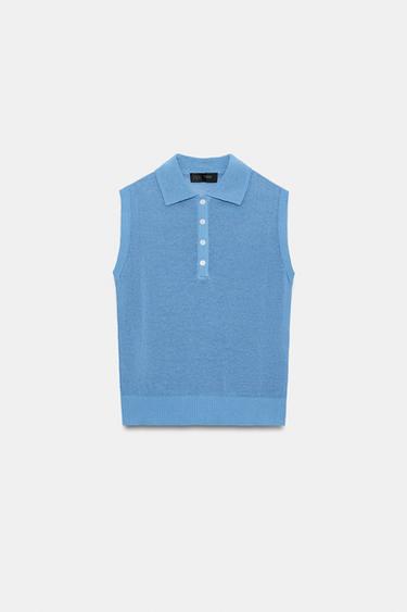 Zara Трикотажное поло без рукавов