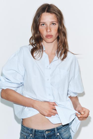 Zara Рубашка оверсайз из поплина купить с доставкой.