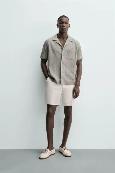 Рубашка Regular Fit из жатой ткани