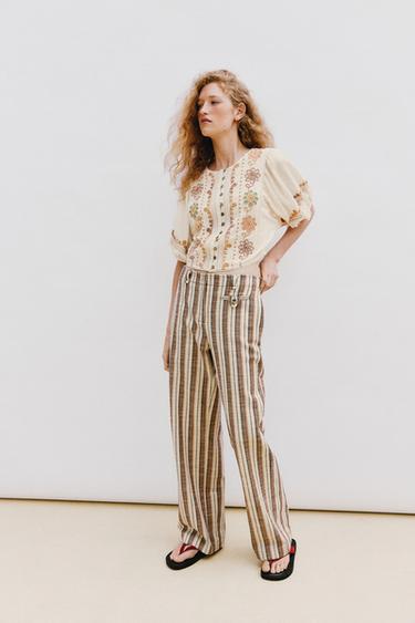 Zara Блуза с вышивкой и бахромой
