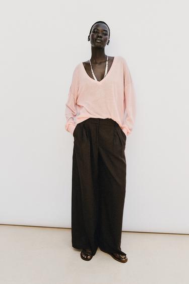 Zara Широкие брюки из льна