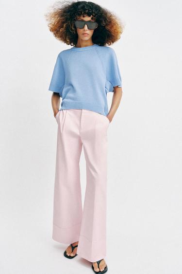 Zara Свитер с закругленным низом и короткими рукавами купить с доставкой.