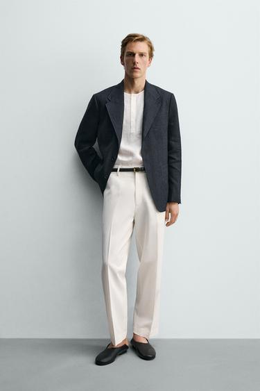 Zara Блейзер из 100% льна в полоску