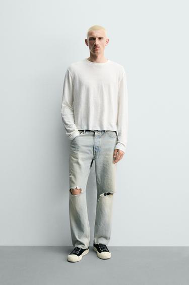 Zara Укороченные джинсы страйт-фит купить с доставкой.