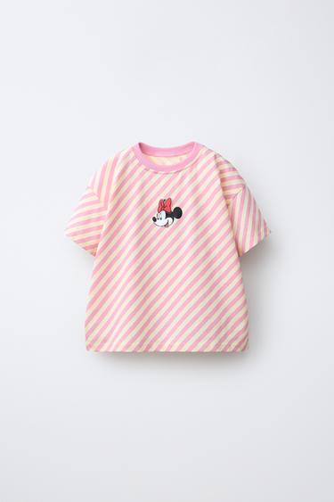Zara Футболка в полоску с резиновой нашивкой минни маус © DISNEY