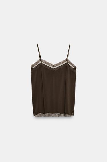Zara Кружевной топ в бельевом стиле