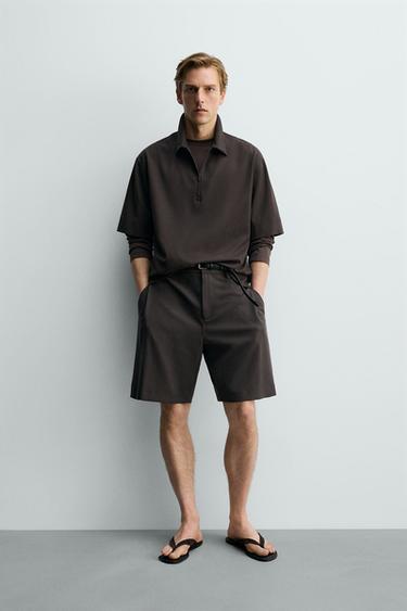 Zara Техническое поло с молнией купить с доставкой.