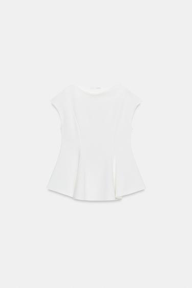 Zara Топ-поло с короткими рукавами и баской