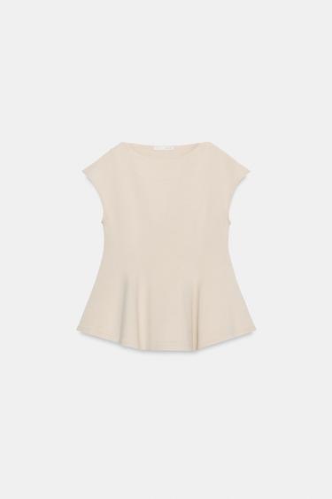 Zara Топ-поло с короткими рукавами и баской