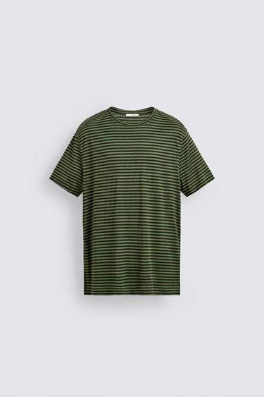 Zara Футболка из смесового льна в полоску