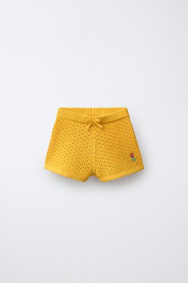 Zara Трикотажные шорты с вышитым цветком купить с доставкой.