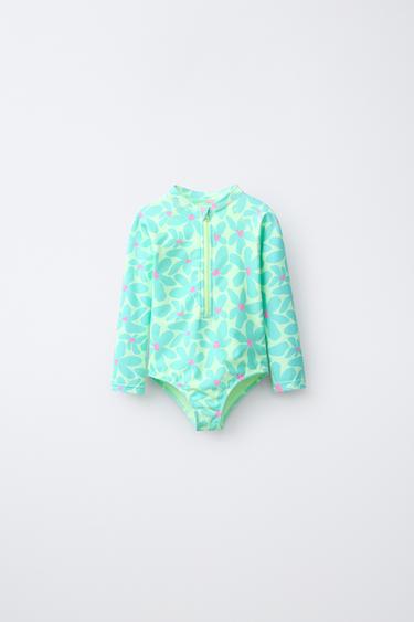 Zara 1-6 лет/купальник с цветочным принтом